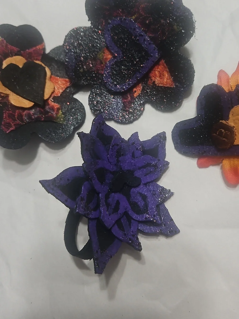 Hand Crafted Flower Genuine Leather Dog Collar Charm NEW